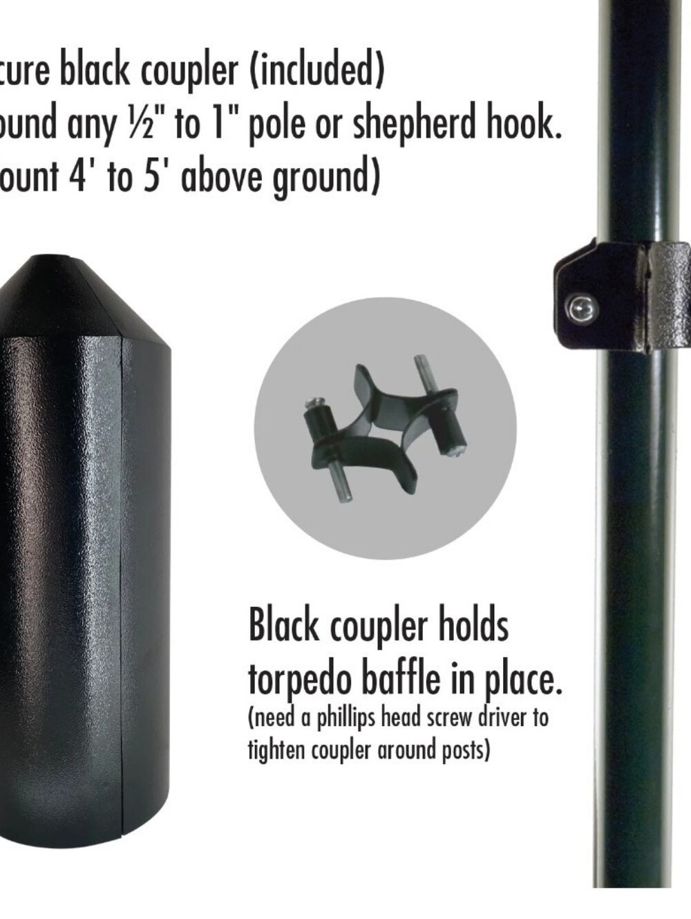 Panacea Products Metal, Pole Mount 15" Squirrel Baffle, Black - Picture 3 of 5